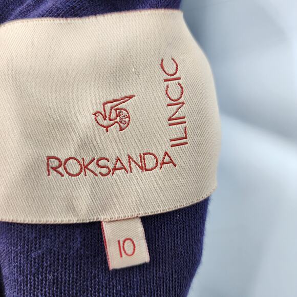 Roksanda Scoop Neck Purple Three Quarter Sleeve Gathered Front Jumpsuit Size 10 - Picture 4 of 5